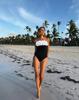 2024 Stylish Black & White 3D Floral Bandeau One-Piece Swimsuit for Women