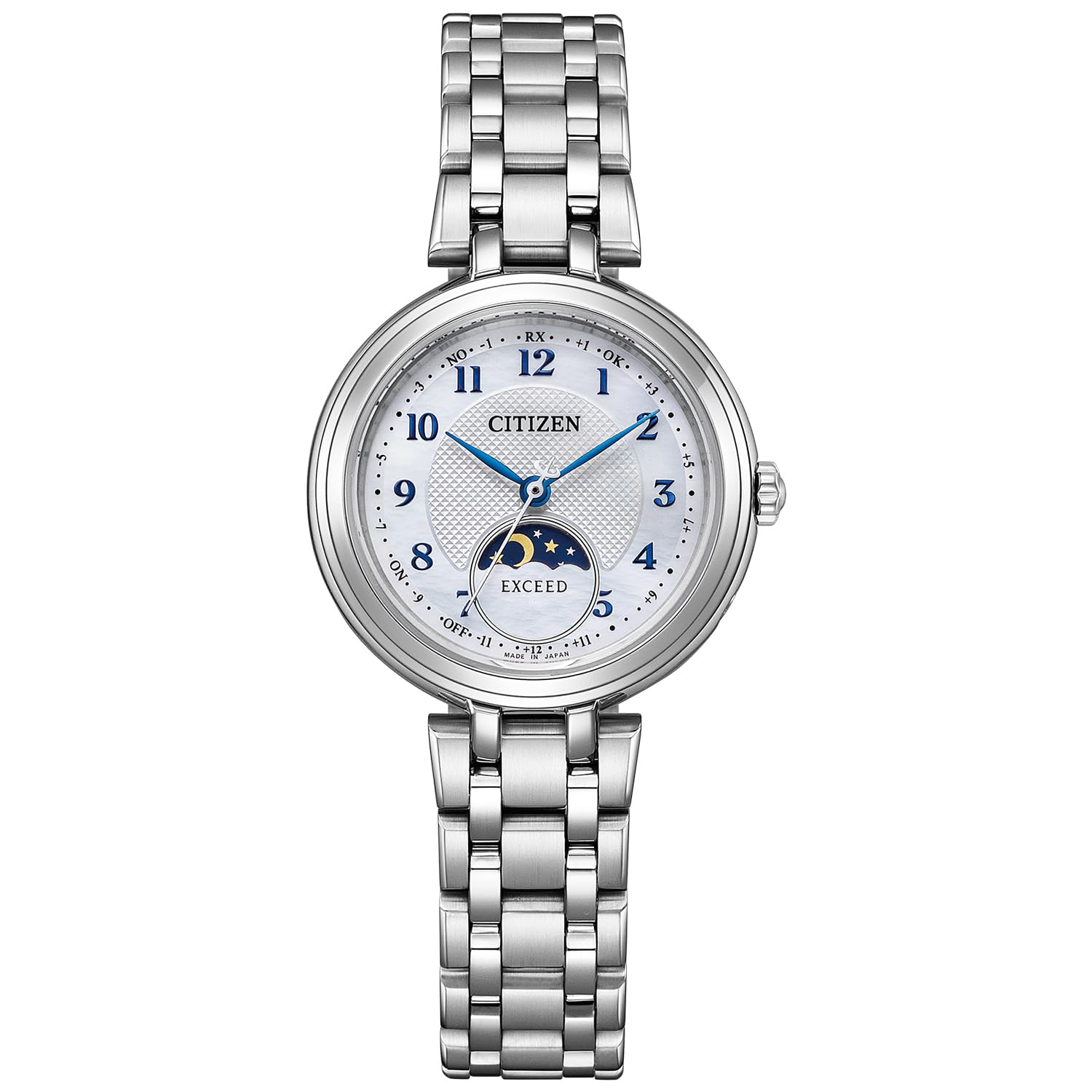 

Водонепроникний годинник Exceed Sun and Moon Silver [Citizen] EE1020-69D для жінок білий