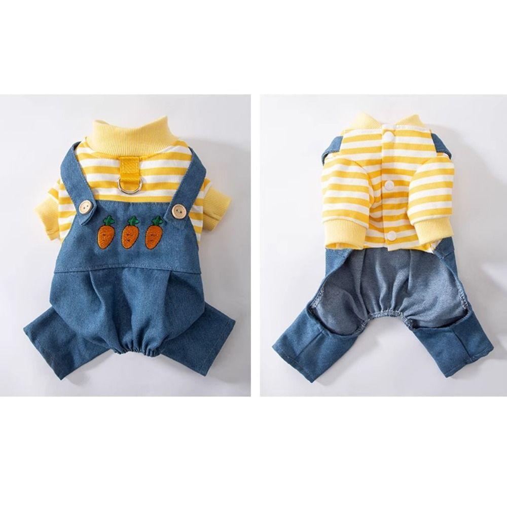 Cute Dog Jumpsuit Towable Dog Stripes Vest Pet T-Shirt Dog Sweatshirt  Travel