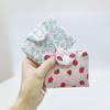 Mini Cute Flower Strawberry Canvas Card Holder Multi-Layer Coin Purse Women's Wallet Headphone Bag Storage Bag