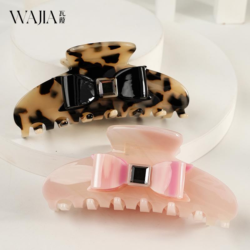 WJia French Luxury Rhinestone Bowknot Acetate Claw Clip