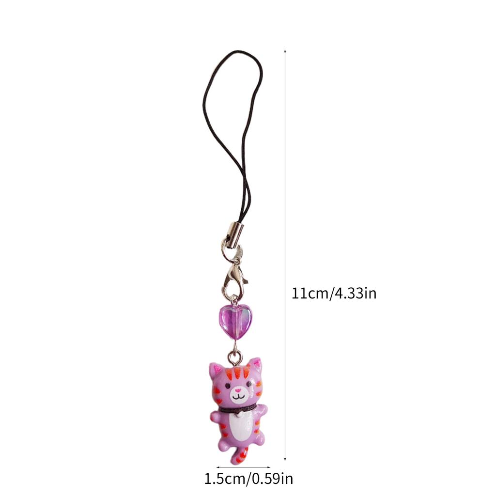 Phone Charm Keychain Heart Cat Phone Strap Lanyard for Women Girls Bag Backpack Ornament Car Key Holder Jewelry Gift