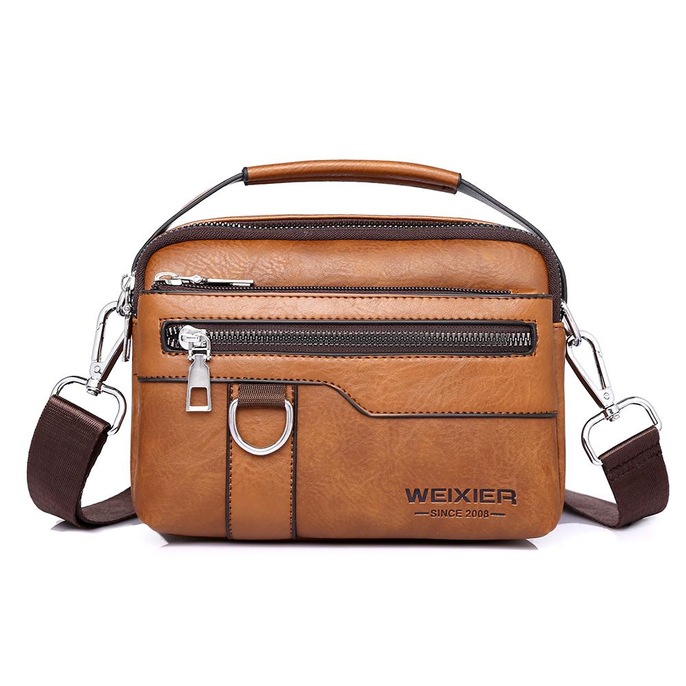 WEIXIER Męska Skórzana Torba Crossbody na Ramię Wodoodporna Torba Kurierska Aktówka Torba Podróżna do Pracy