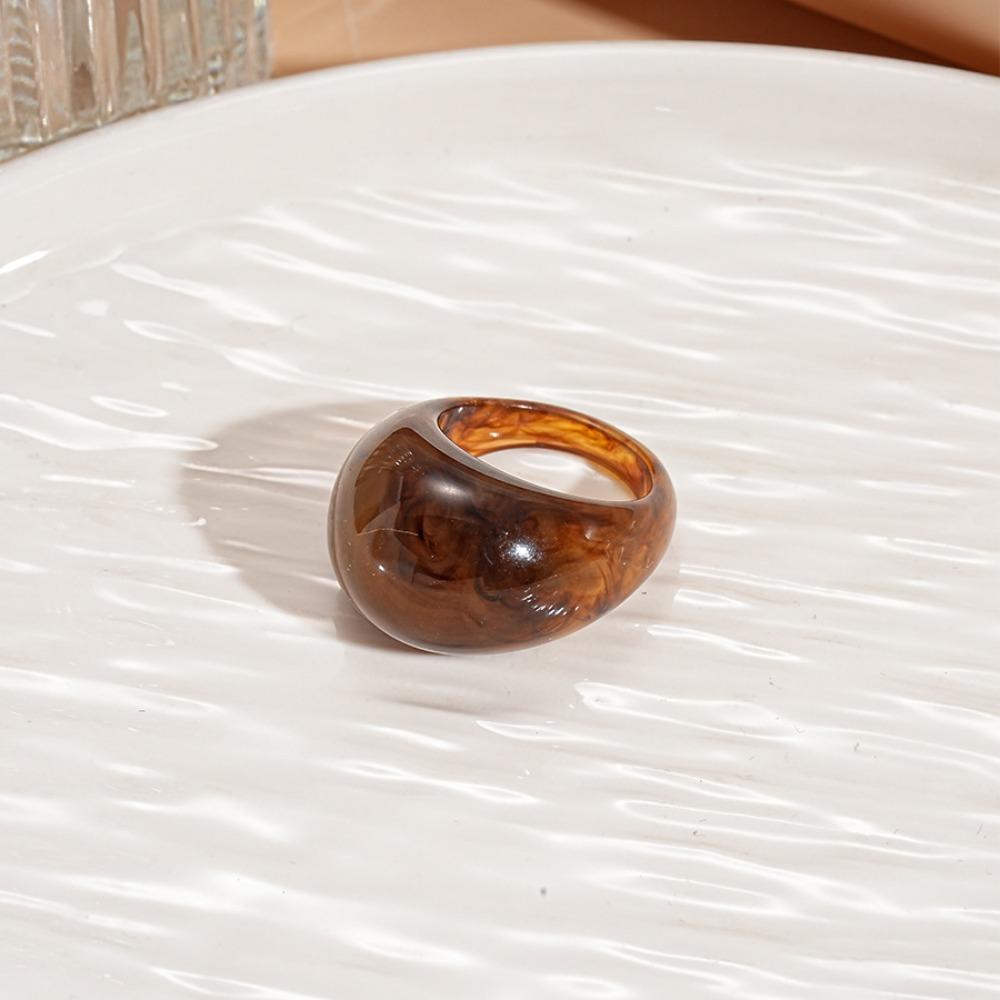 Melard Color Transparent Resin Ring Charm Irregular Ring Temperament Acrylic Geometric Ring  Gift