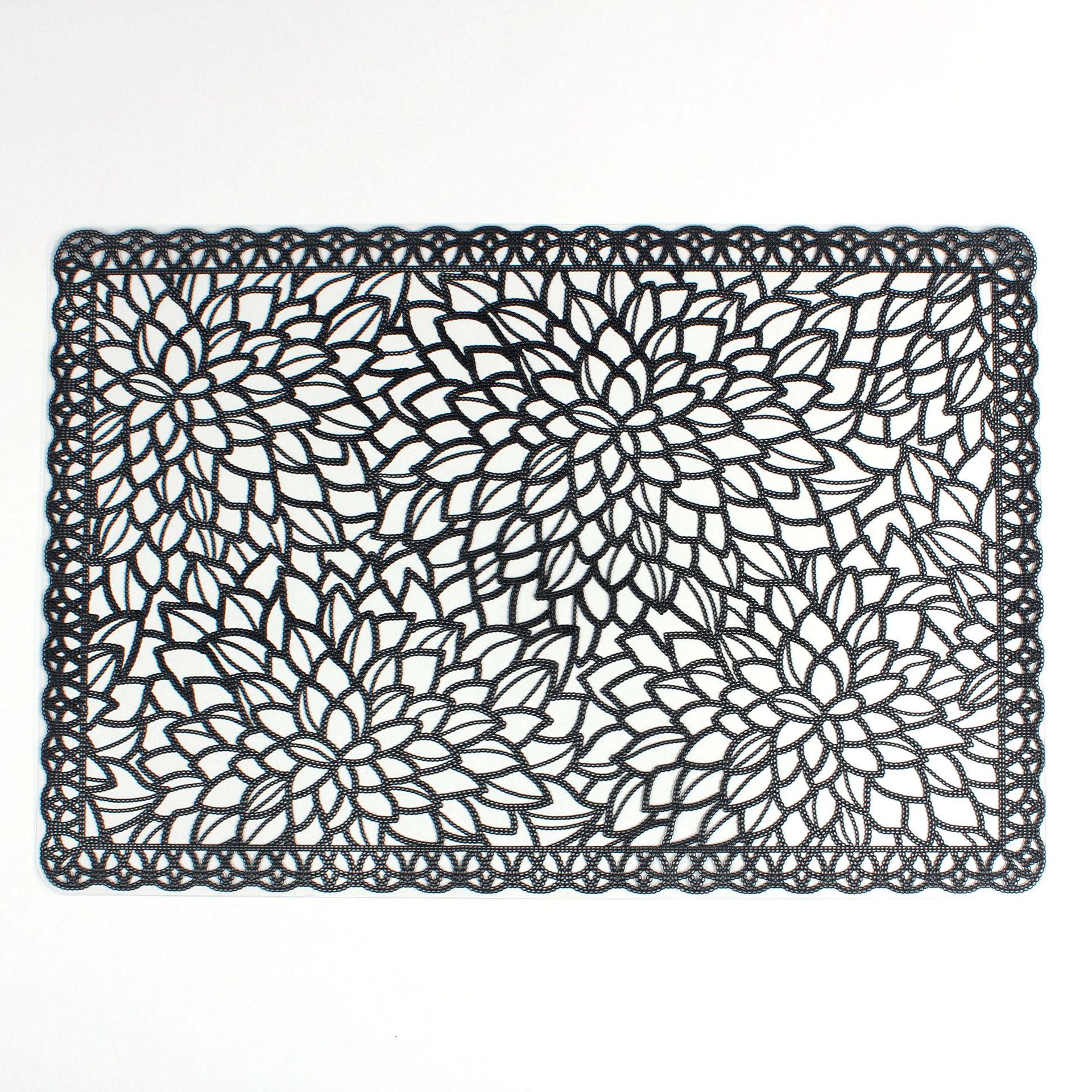 Modern Flower PVC Placemat - Waterproof & Oilproof, Easy to Clean чёрный