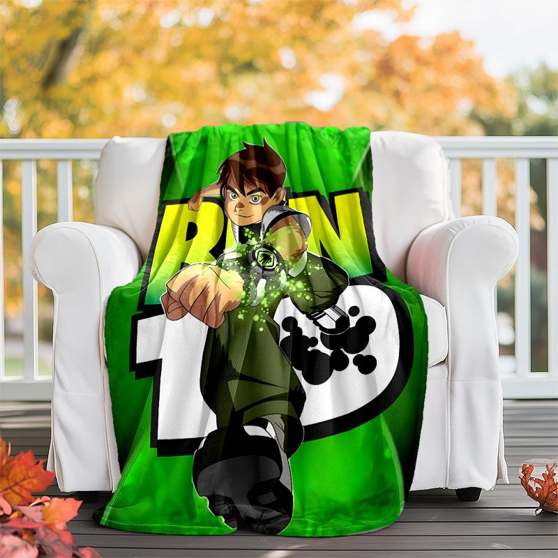 1pc Ben10 Theme Blanket - Digital Print, Polyester, Cozy for All Seasons, Perfect for Outdoor, Camping, and Travel