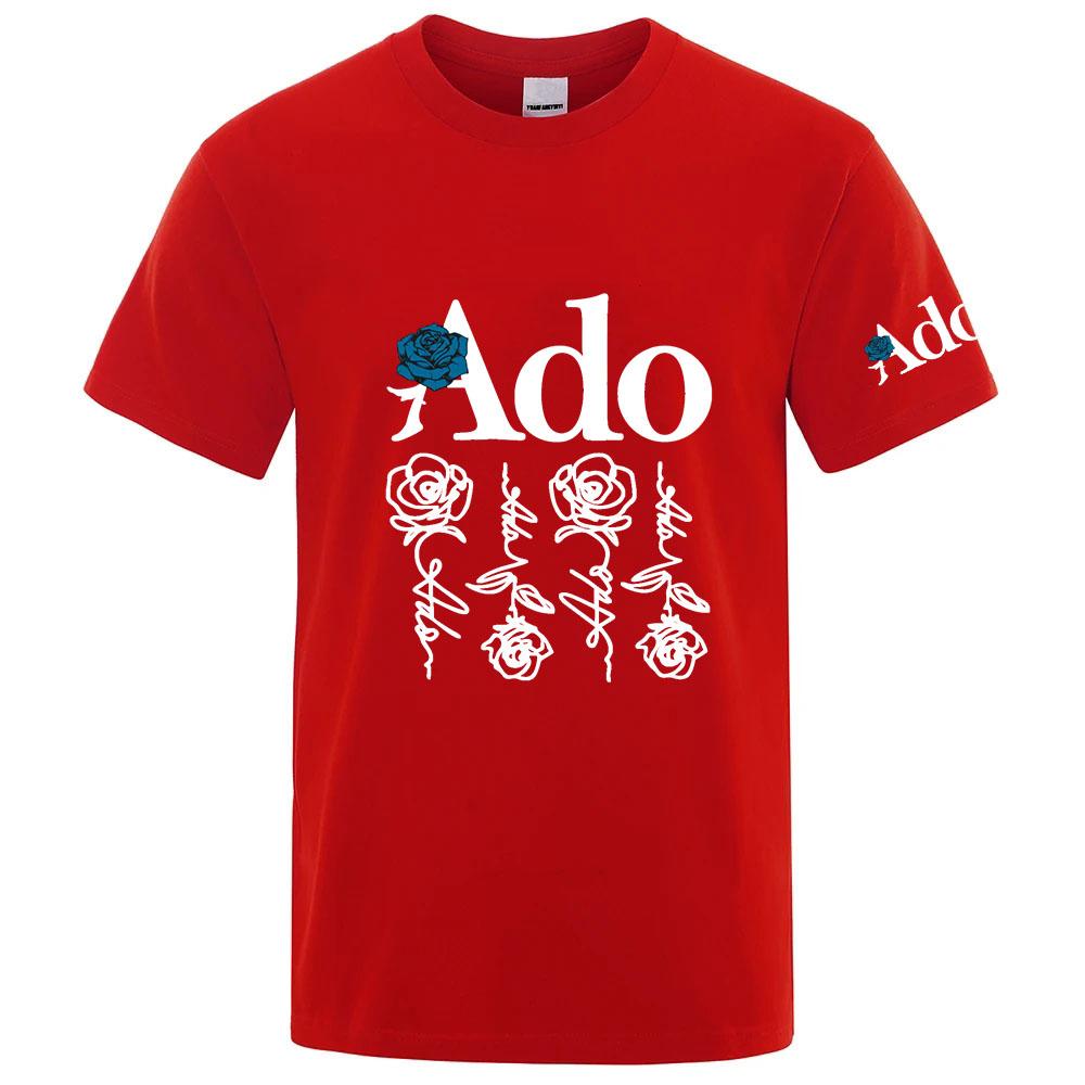 2026 Unisexs Ado World Tour Logo Print Summe Casual Solid Color Short Sleeve Tops OversizedONeck Pullover Street Unisexs TShirts