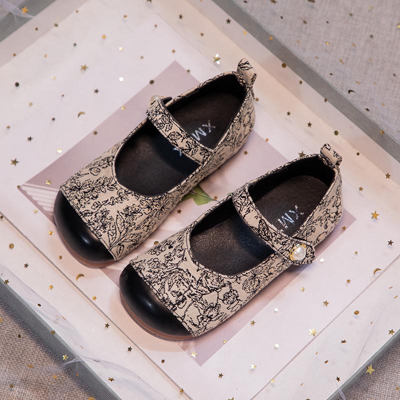 Fashion Retro Girls' Shoes 2025 Spring New Kids Leather Shoe Simple Girl Princess Shoes Anti Slip Child Casual Shoe Zapatos Niña