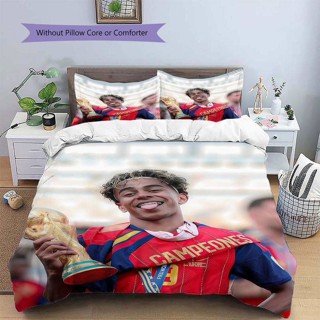 Biancheria da letto con motivo Lamine Yamal Decorazione per la casa Regalo di compleanno ( 1 copripiumino + 2 federe, senza imbottitura),merchandising per fan.