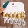 6pairs Gold Plated Waterdrop Earring Set Glossy Finish Hanging Dangle Earring  Daily Wear