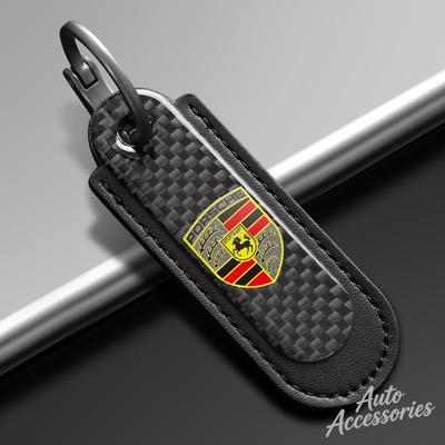 MOXX7 Auto Logo Schlüsselanhänger Anhänger Für Cayenne Panamera Macan 911 Taycan Boxster Cayman 918 Pajun Kohlefaser Schlüsselanhänger Zubehör
