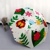 1pc Ladybug, Floral Pattern Automatic Folding Umbrella - 8-Rib Iron Frame, Windproof, Portable Sunshade with Plastic Handle for Travel & Out
