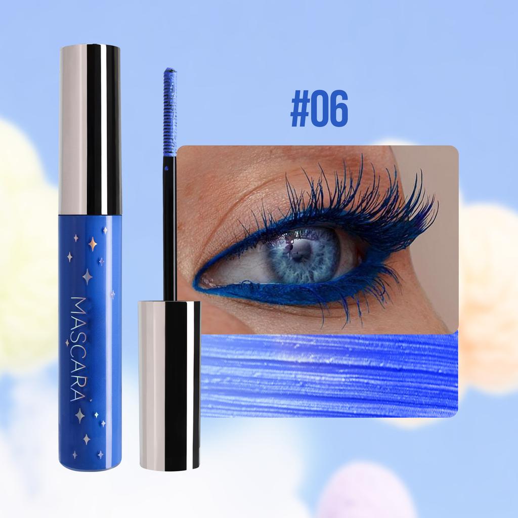 Colorful Mascara with Pearlescent Fine Shimmering, Waterproof and Non-smudge Christmas Spiral Mascara Brush