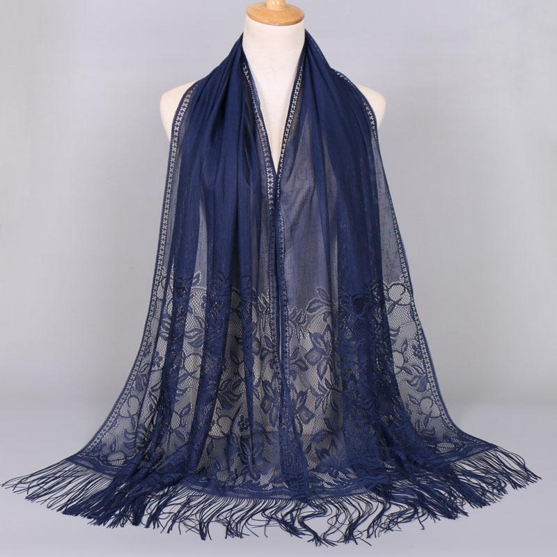 Embroidery Lace Woman'S Veils Church Tassel Long Shawls Hollow Out Muslim Woman Hijabs Elegant Party Shawl Scarves Maxi Wrap