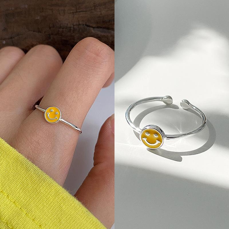Rainbow Smiley Stylish Face Adjustable Ring For Women Perfect For Ins Inspired Fashion Lovers