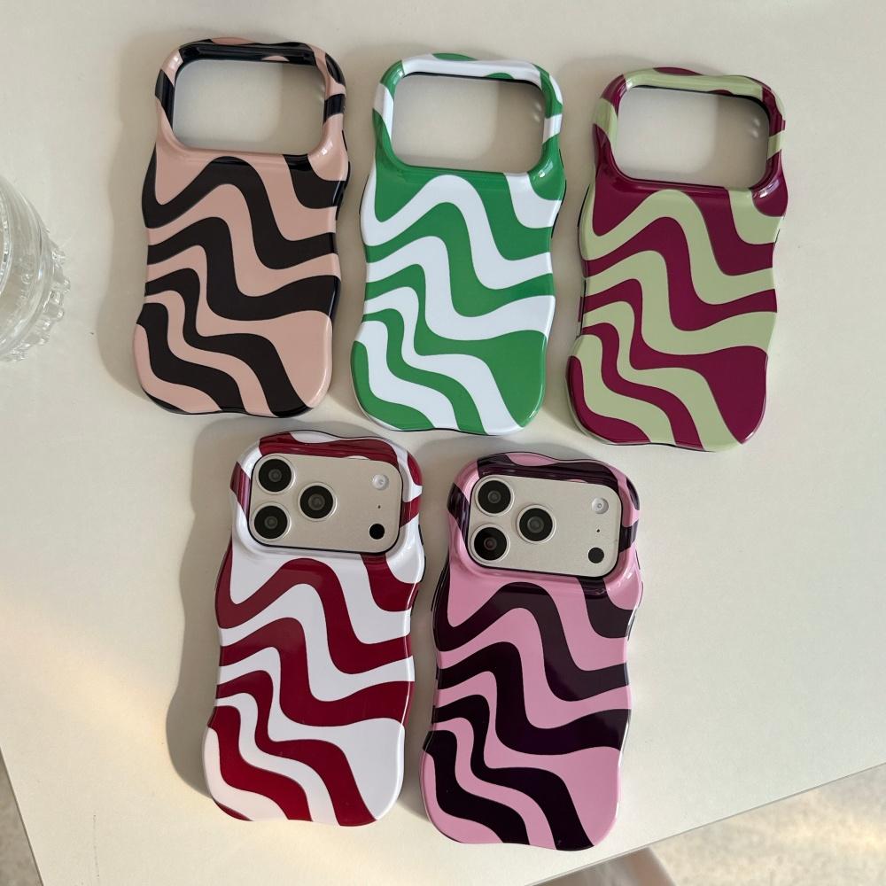 Water Ripple Double Color Contrast Case for iPhone 17 16 15 14 13 Pro Max Glossy Wave Border Shockproof Slim Cover