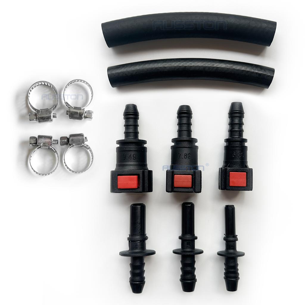 Fuel Pressure Test Kit - Quick Connected Fuel Injection Pump Pressure Tester Gauge 0-100PSI with Valve 6.3/ 7.89/ 9.49 for Car