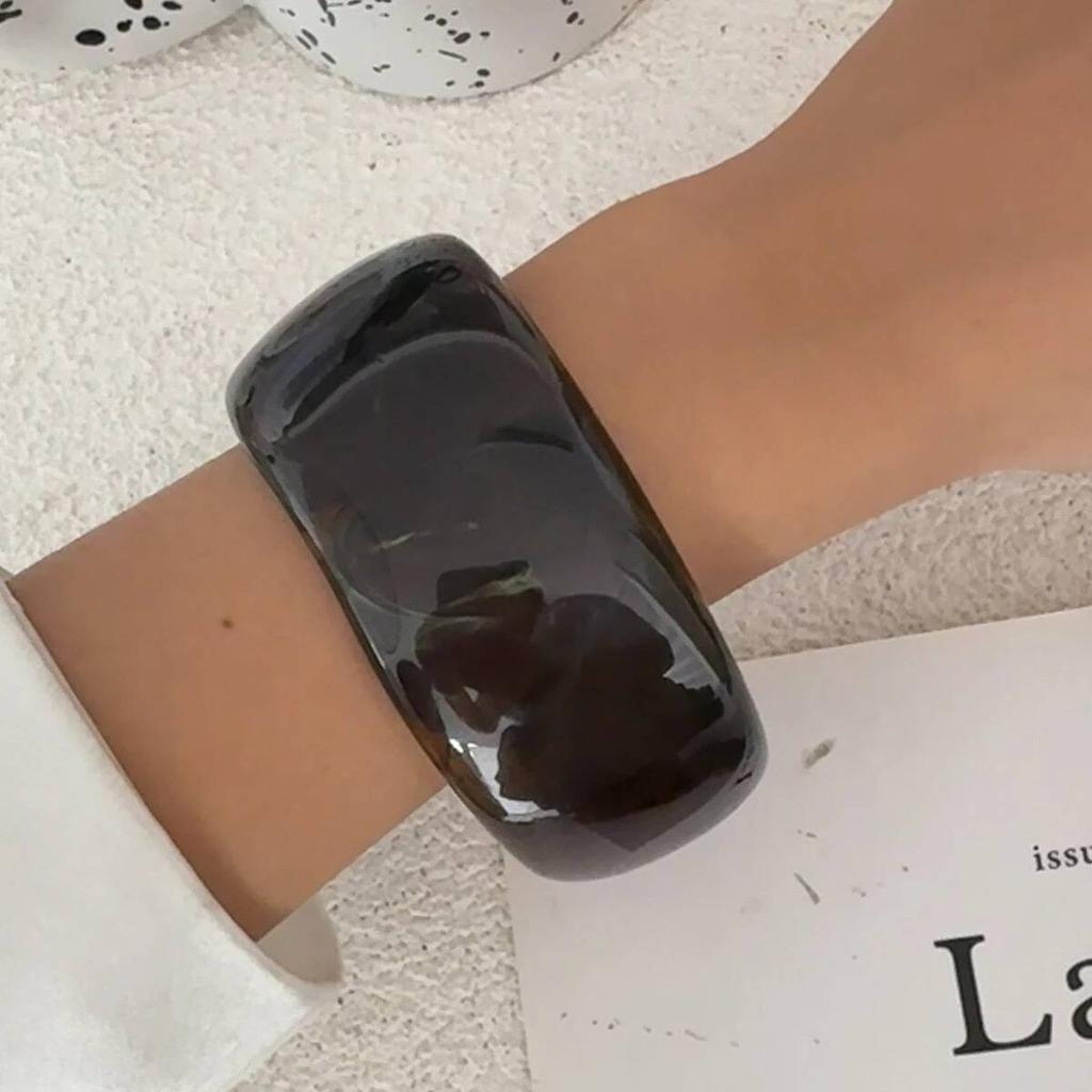 Salircon Vintage Punk Tmavě Hnědé Silné Pryskyřice Akryl Rozmazané Náramky Geometrické Nepravidelné Náramky Dámské Pulseras Šperky Dárek