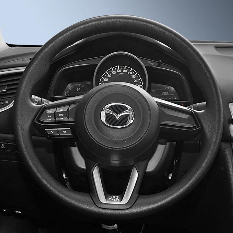 2025 Hot Car Steering Wheel Stickers Carbon Fiber Decals Auto Accessories For Mazda 2 3 6 5 Atenza CX3 CX5 MX5 CX7 Axela CX30 CX