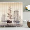 Old Pirate Ship Sea Shower Curtains 3D Printing Bath Curtain With 12 Hooks Bathroom Waterproof Polyester Cloth Bath Screen