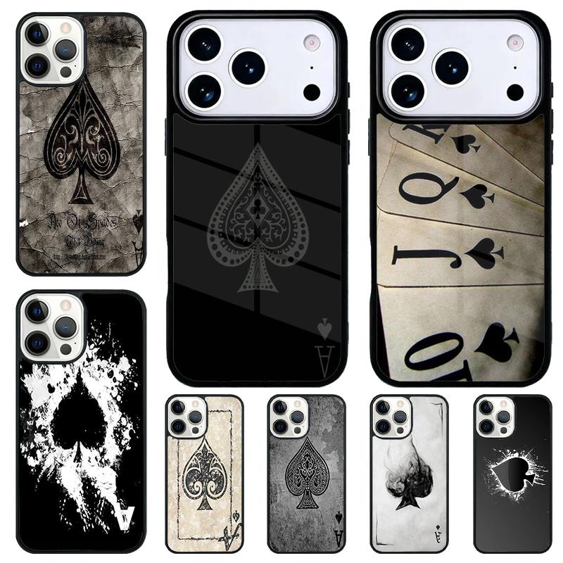 Ace of Spades Poker Phone Case for iPhone 17 Air 16 15 11 12 14 13 Pro Max Shockproof Cover