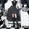 Gonna a Tubino a Righe Nere Grunge Retro a Coda di Pesce High-Low Maxi con Strascico Lungo Gonna Gotica Abbigliamento Alternativo da Donna