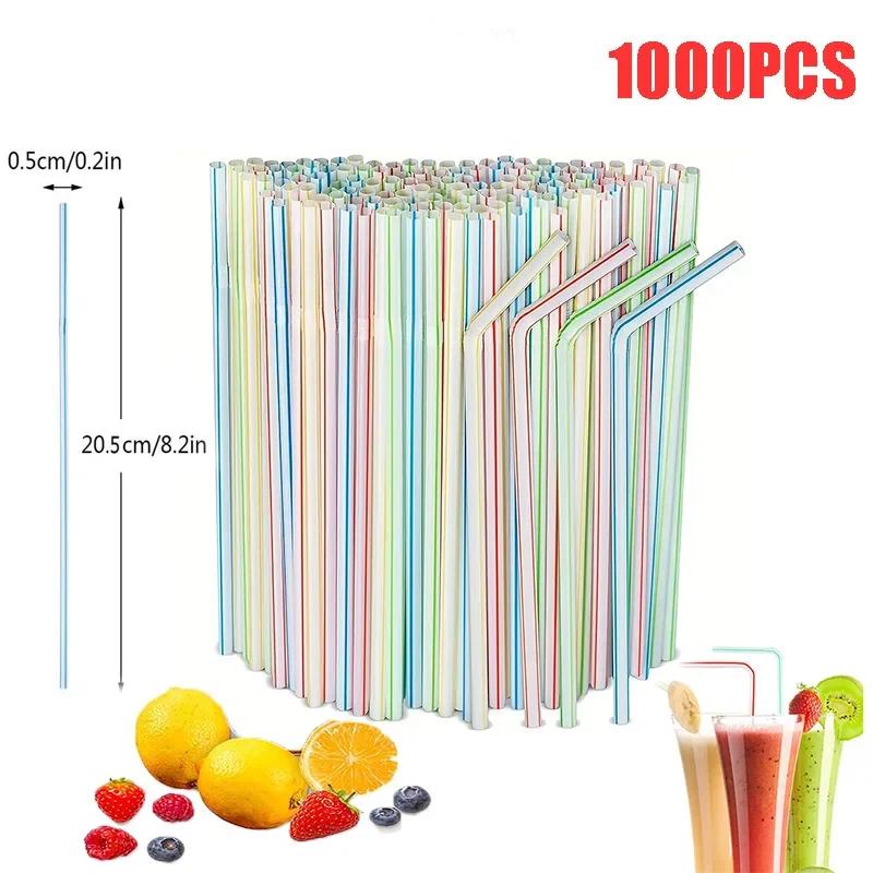 Disposable Plastic Curved Drinking Straws Reusable Child Straw for Drinks Colorful Drinking Tube Multi-time Straw Party Supplies