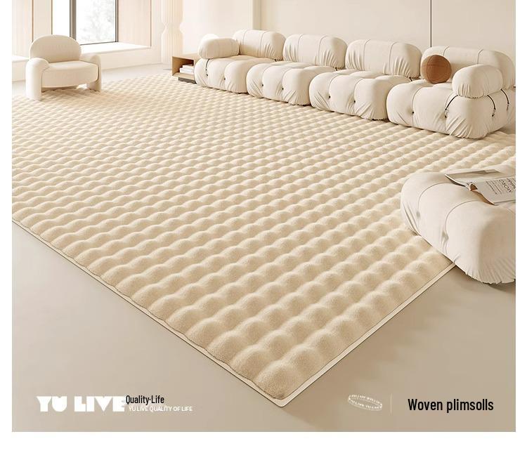 2024 Creme Blase Kunstkaninchenfell Teppich für Wohnzimmer, Sofa, Schlafzimmer, Bettseite, Boden oder Erker