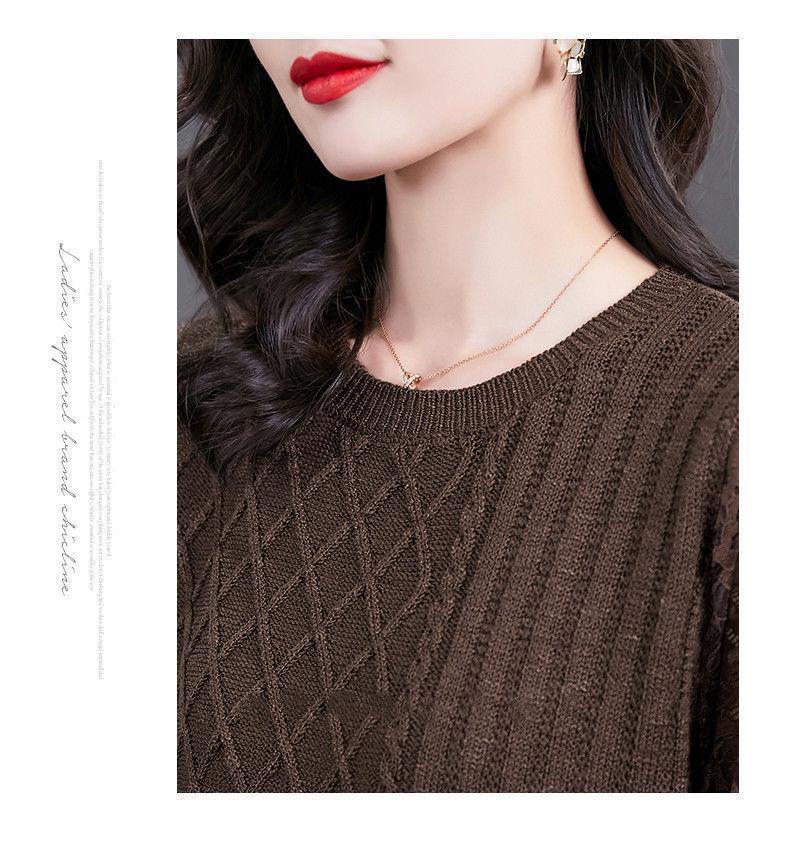 Women's Plus Size Stylish Knit Sweater: Mid-Length, Two-Piece Look, Perfect for Spring, Autumn, Winter