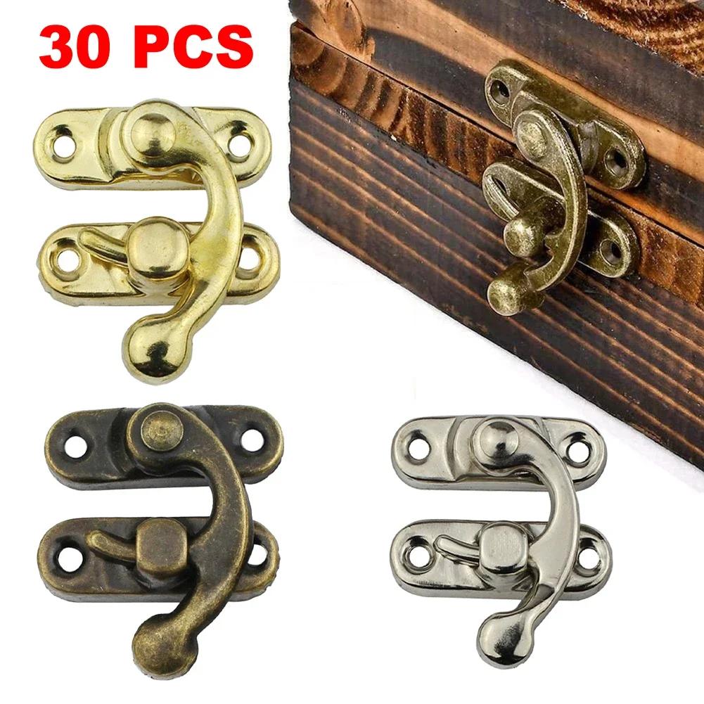 30Pcs Antique Bronze Box Hasps Iron Lock Catch Latches For Jewelry Chest Box Suitcase Buckle Clip Clasp  Wooden Box Hardware