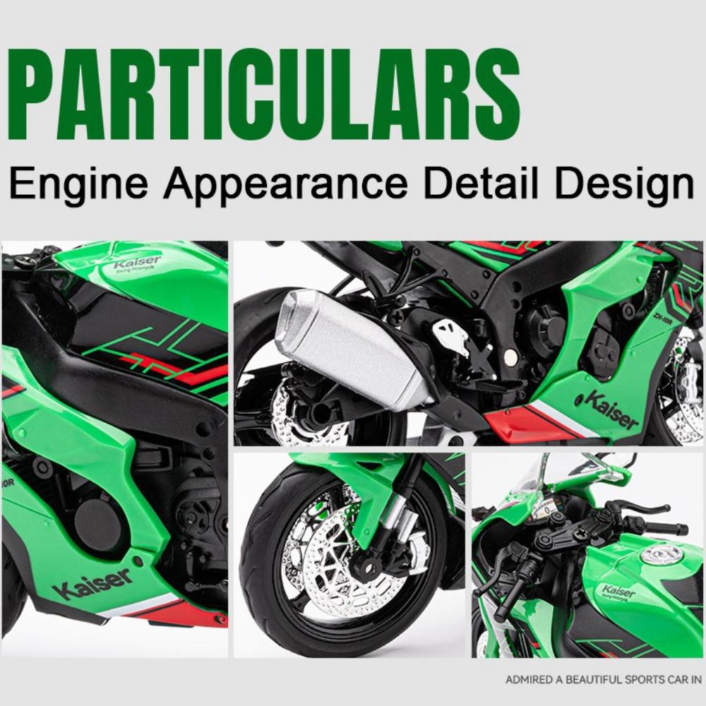 1/12 Kawasaki ZX-10R Motocykl Autíčka Model Slitina tlakové lití se zvukem a světlem Odpružení zadního kola Modely vozidel Sbírejte dárky