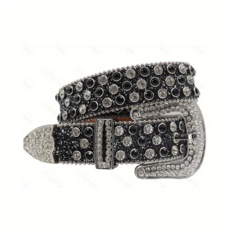 Vintage Rhinestone Sparkly Punk Belt with High-End Pin Buckle