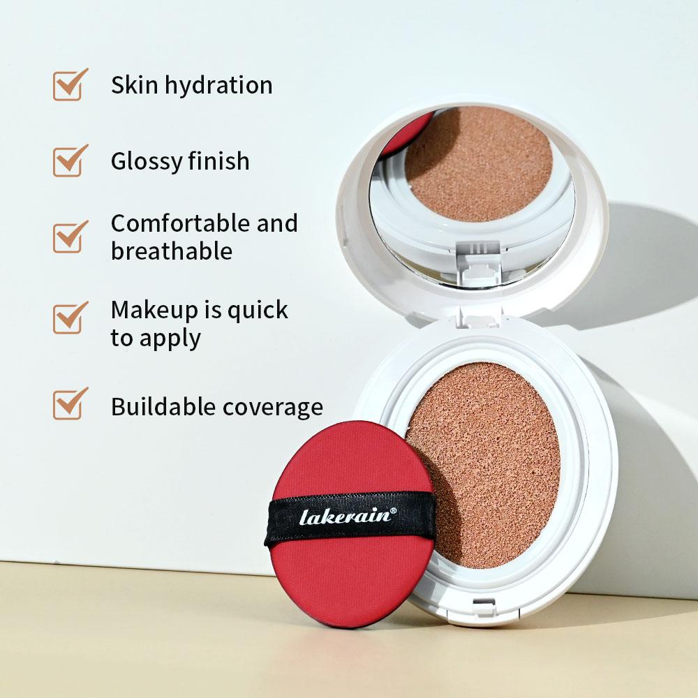 Glow Cream Cushion Foundation Hydrating 24H Long Lasting Moisturizer Natural Light Coverage Radiant Skin Finish Daily Portable Face Makeup Cosmetic