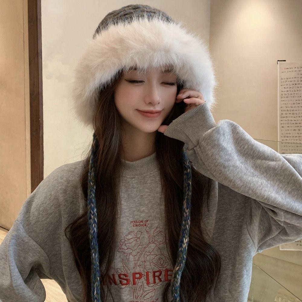 Cold-proof Faux Fur Beanies Hat Thicken Cold Protection Winter Anti Cold Hat Furry Ear Protection Caps Women Accessories