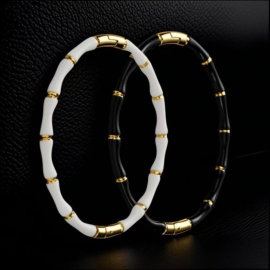 Elegant Bamboo Titanium Steel Bracelet for Women - Versatile and Fashionable European & American Style