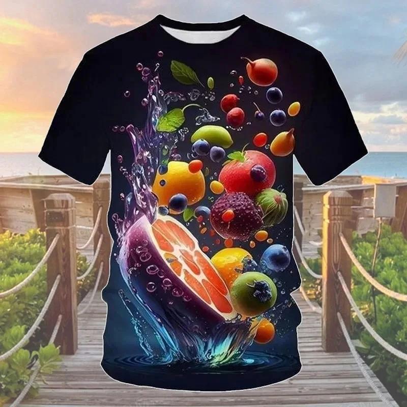 

Летний досуг 3D Веселый фруктовый принт Топ с коротким рукавом Модный тренд Персонализированные мужские футболки с О-образным вырезом XS