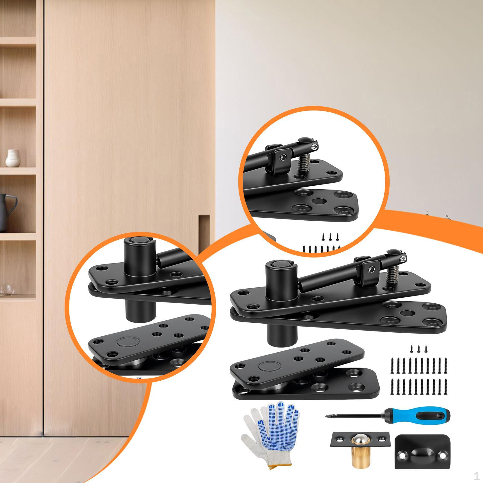 Hide Door Hinge Murphy Kit Smooth Sturdy with Screws Pivot Rotation for Shelf Doors