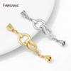 14K Gold Plated Brass Pearl Connector Clasps,Beads End Clasps Fastener For Jewelry,DIY Necklaces Bracelets Making Accessories