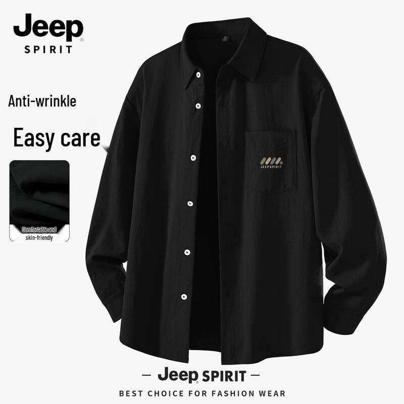 JEEP SPIRIT Men s Long Sleeve Ice Silk Breathable Shirt L