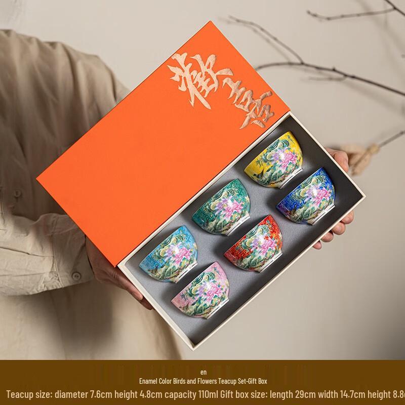 Chinese Enamel Ceramic Master Tea Cup Gift Set