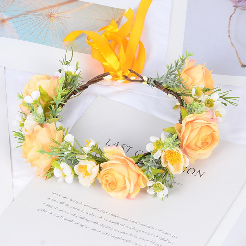 Böhmischer Stil Floraler Kranz Kopfschmuck für Frauen Elegantes Handgefertigtes Blumenstirnband Tragbar Strandreise Garten Fotografie Requisiten