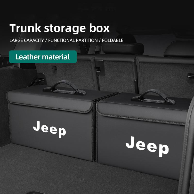 Car Trunk Organizer Box Leather Folding Storage Bag For Jeep Grand Cherokee Wrangler JK Gladiator Compass Renegade Wagoneer Aven