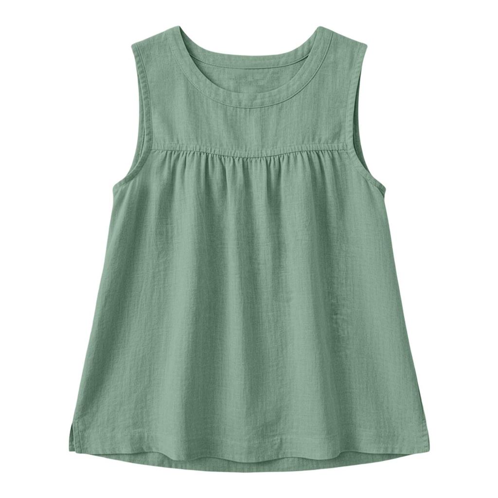 Women Sleeveless Linen Cotton Tank Top Casual Summer Blouse Lightweight Breathable Relaxed Fit Vest Shirt