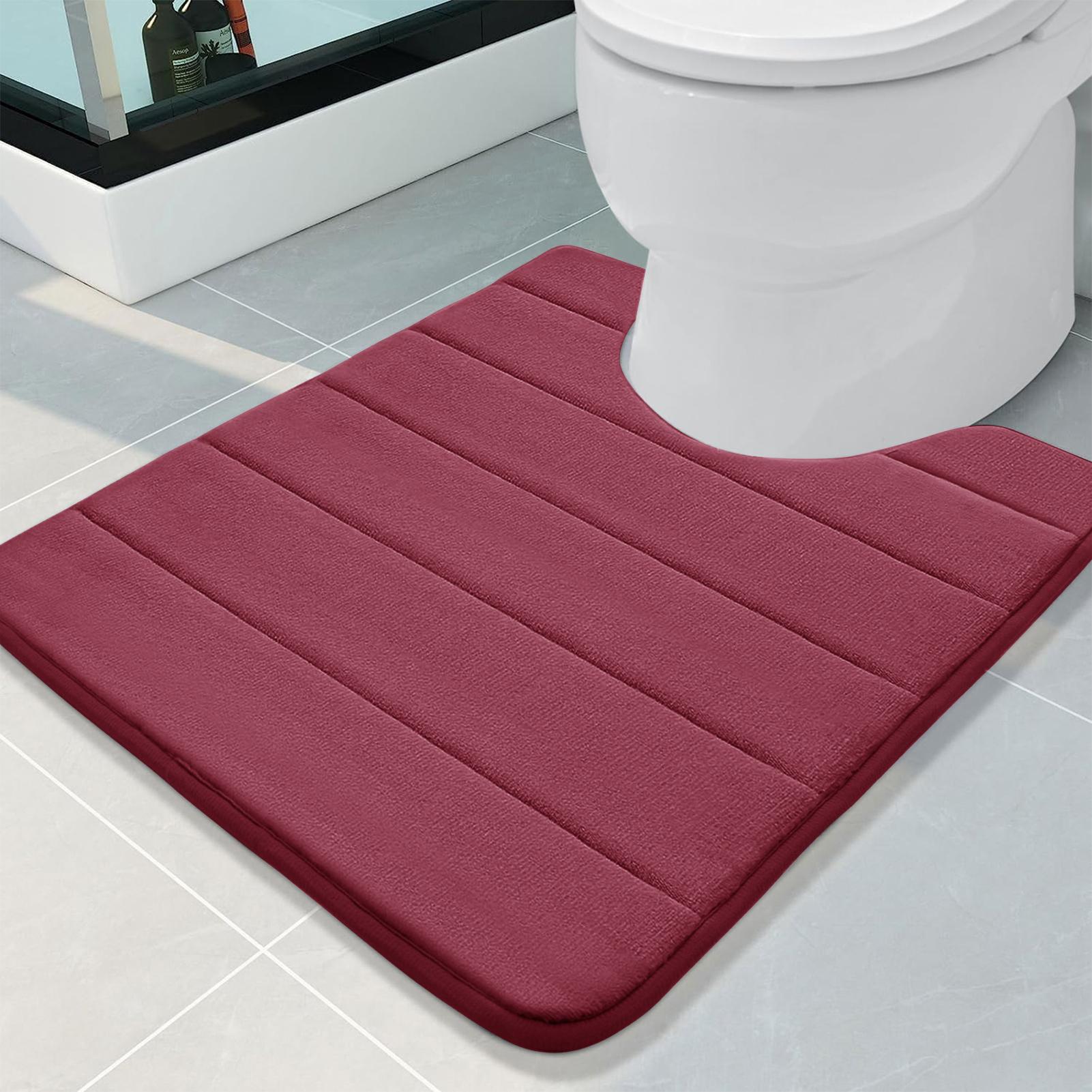 

U-Shaped Bath Toilet Mat Anti-slip Memory Foam Rug Soft Comfortable Absorbent Bathroom Shower Mats for Bath Toilet Floor Rug 50x60CM вино красного