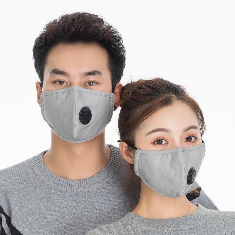 Unisex Black Cartoon Cotton Winter Mask with PM2.5 Anti-Smog and Dust Filter
