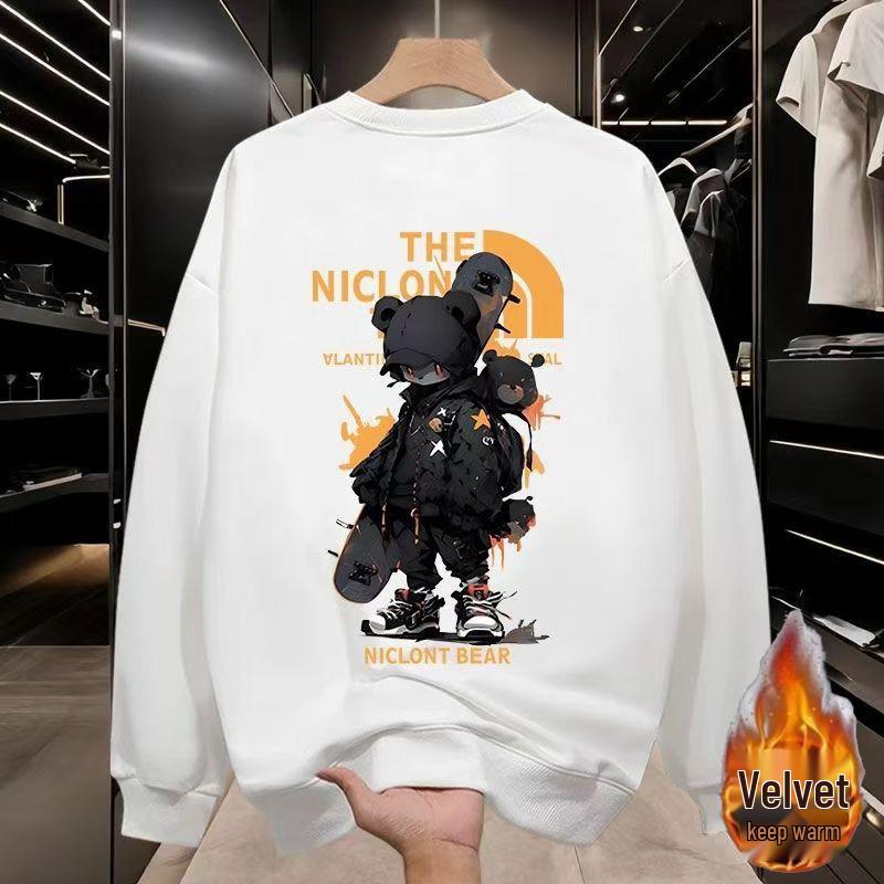 Kusang 2025 Autumn/Winter Men's Trendy Loose Round Neck Casual Fashion Hoodie