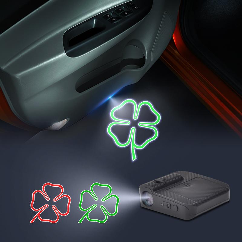 Four Leaf Clover Logo Wireless Courtesy Car Door Projector LED Welcome Lights For Alfa Romeo Giulia Giulietta Sportiva Decor