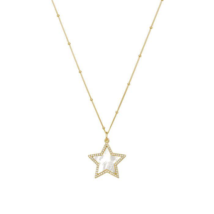 Collier Luxenter en argent 925 avec nacre blanche finie en or jaune 18K - Adala