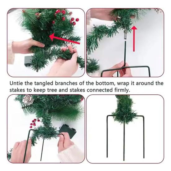 Inch Lighted Artificial Christmas Urn Filler Battery Operated Pre-lit Xmas