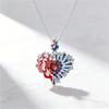 Charm Female Red White Blue Zircon Stone Round Skeleton Heart Fire Ice Pendant Necklace Silver Color Wedding Jewelry For Women